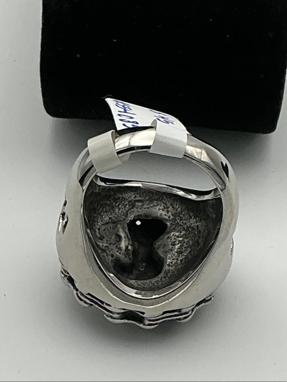 Men's Stainless Steel Engine-Emblem Statement Ring - Sz 12